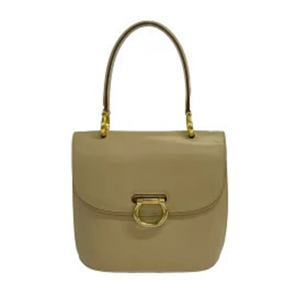 Celine Gancini Handbag Beige Cream Leather